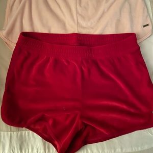 Iight pink and red velvet shorts